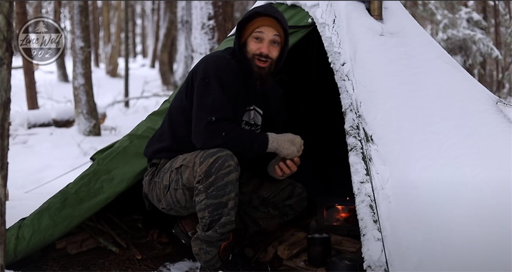 great hot tent camping experience in snow