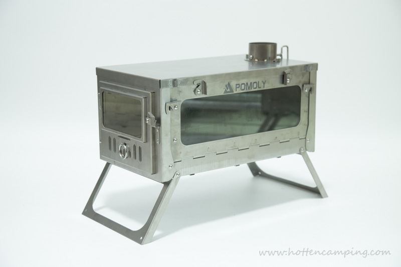  POMOLY T1 Stove PERSPECTIVE Titanium Tent Stove with glass door and window