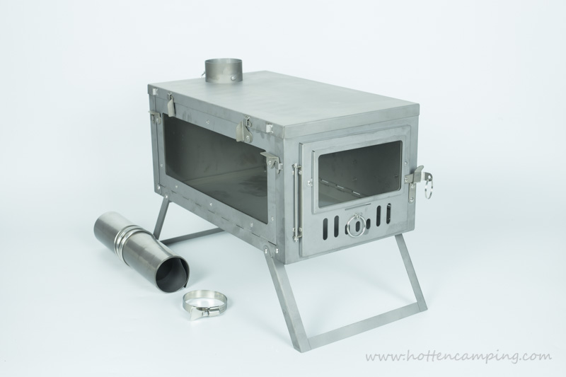  POMOLY T1 Stove PERSPECTIVE Titanium Tent Stove with glass door and window