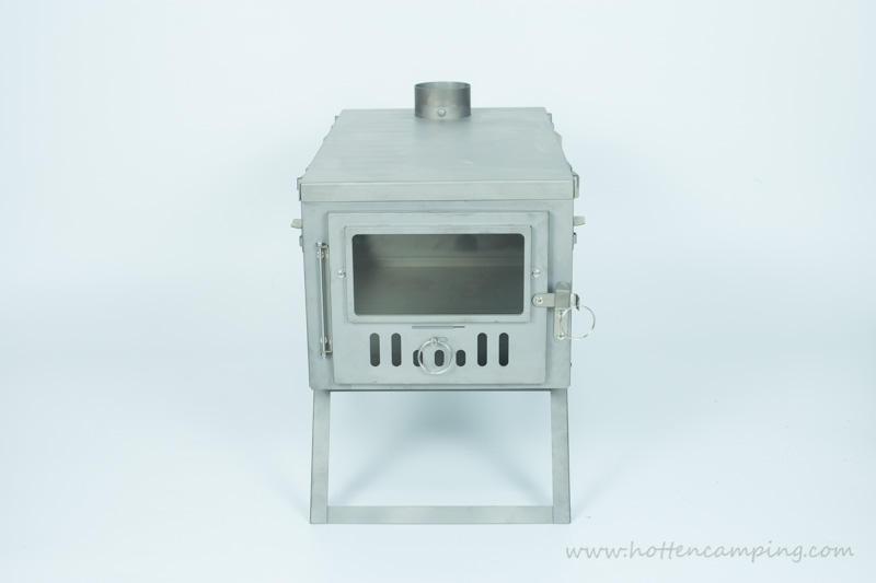  POMOLY T1 Stove PERSPECTIVE Titanium Tent Stove with glass door and window