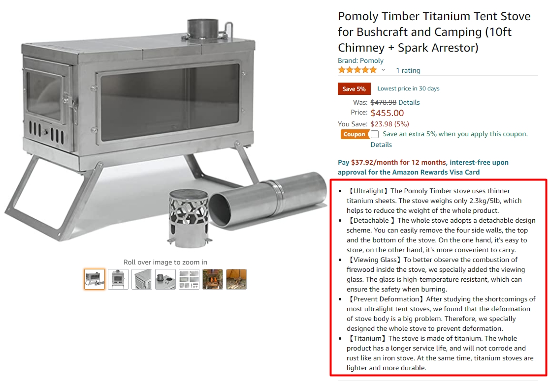 Pomoly stove selling points